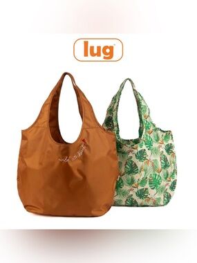 Reversible Brown and Green Tropical Tote Bag - Unbranded
